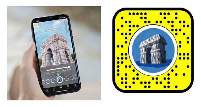 サザビーズとSnapchatが提携、Snapの高度なAR技術で クリスト・エステートの布に包まれた凱旋門・グローバルポータルレンズを再現