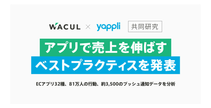 【Yappli×WACUL共同研究】アプリで売上を伸ばすベストプラクティスを発表〜ECアプリ32種、81万人の行動、約3,500のプッシュ通知データを分析〜