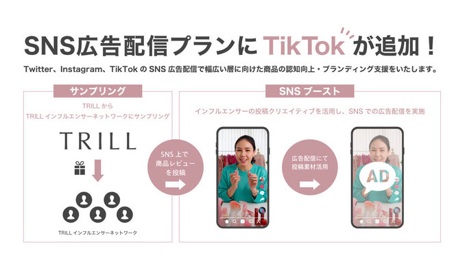 TRILL、インフルエンサーを起用したTikTokの広告配信を開始