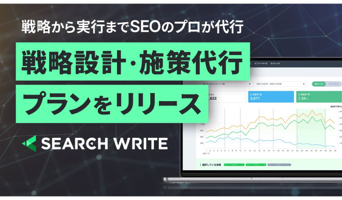 PLAN-B、SEOツール「SEARCH WRITE」がSEOの全工程をまとめて支援する「戦略設計・施策代行プラン」を提供開始