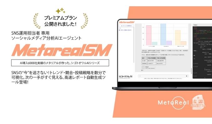 メタリアル、革新的なAIでSNS戦略を一新！SNS投稿・最新トレンド分析AIエージェント「Metareal ソーシャルメディア(Metareal SM)」プレミアムプラン8/6提供開始