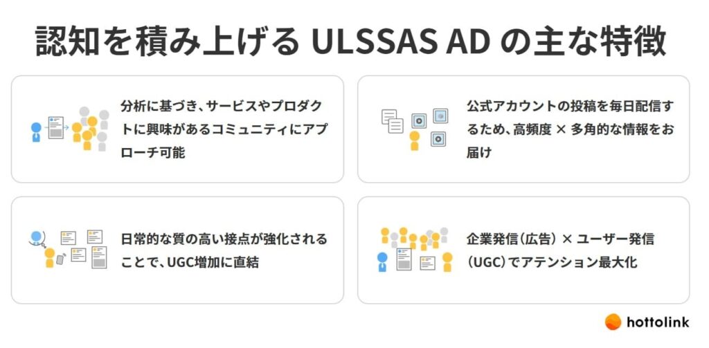 認知を積み上げるULSSAS ADの主な特徴