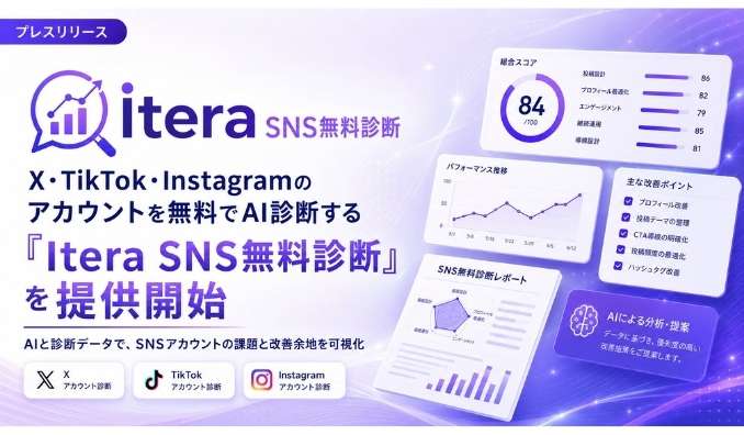 BOOSTTECH、X・TikTok・Instagramのアカウントを無料でAI診断する「Itera SNS無料診断」を提供開始
