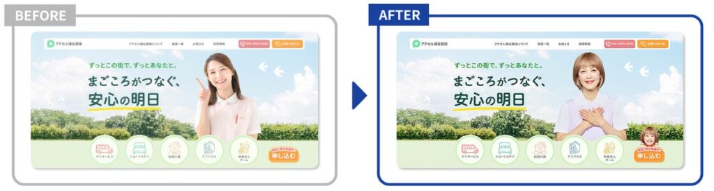 タレント起用による課題改善例 介護・福祉業活用イメージ